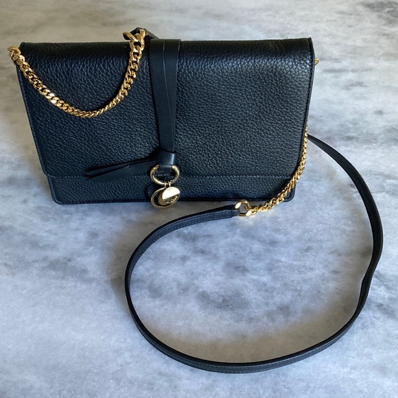 Chloe Alphabet Pebbled Leather Chain Crossbody Bag - Picture 2 of 8